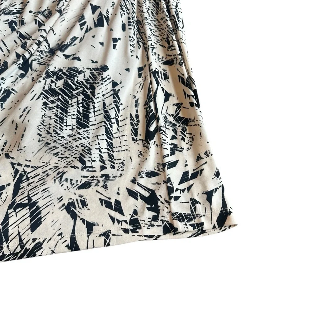 Robert Rodriguez Lydia Draped Dress Black White Print Stretch Size Large Women's